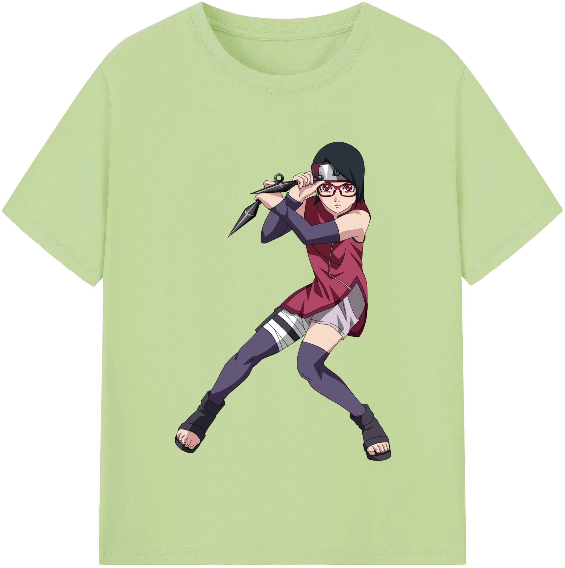 （画像用） NARUTO -ナルト- うちは サラダ Uchiha Sarada 綿100％半袖Tシャツ（フロントプリント）